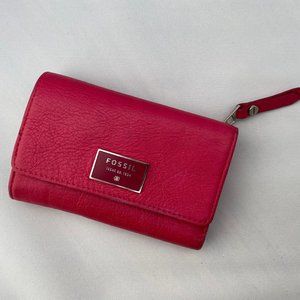 Fossil Pink Trifold Wallet With Zipper Coin Pouch